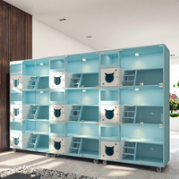 Villa de luxe personnalisée pour chat, grande maison d'intérieur avec cage en verre, arbre à chat et mobilier pour l'affichage en animalerie ou hôtel pour chats