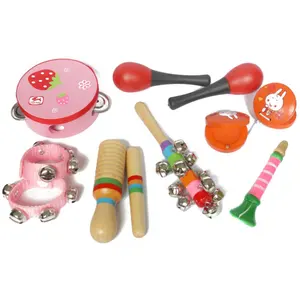 Crianças 10pcs percussão combinação educacional tambor chocalho madeira instrumento musical conjunto brinquedos para criança