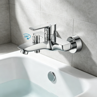 Robinet de baignoire au design minimaliste moderne en alliage de zinc chromé avec cartouche céramique, idéal pour les salles de bain d'hôtels et d'appartements