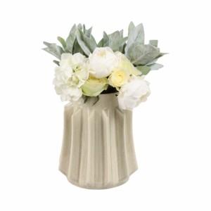 Vaso Sfaccettato con Dettagli a Pannelli Verticali, Vaso Decorativo per Fiori, per Esposizione in Soggiorno, Elemento Scultoreo per Arredamento Casa - Product Image 2