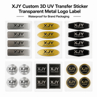 Autocollant de transfert UV 3D personnalisé XJY, étiquette de logo métallique transparente, imperméable pour l'emballage de la marque
