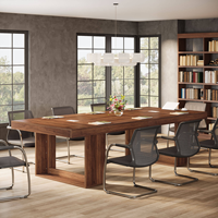 Table de conférence moderne en noyer pour 10 personnes, table rectangulaire en bois pour salle de réunion, grandes tables de conférence de bureau, mobilier