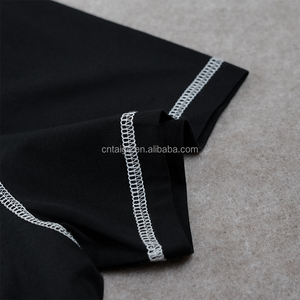 Wholesale <strong>Custom</strong> <strong>Design</strong> 100% Cotton T-shirt Boxy Fit White Contrast Black Cropped T Shirt - Product Image 5