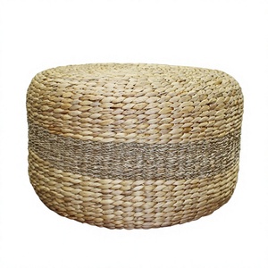 New Design Round Water Hyacinth <b>Pouf</b> Minimalist Style Handcrafted Multi-Functional Large Ottoman Living Room Decor - Product Image 1