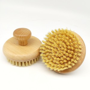 Brosse corporelle sèche en bois de bambou ronde avec poils doux en sisal et nylon, végane et naturelle, avec logo personnalisé - Product Image 5