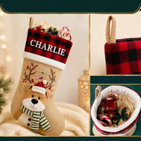 Chaussette de Noël 3D en appliqué bonhomme de neige DTC, broderie personnalisée du nom, livraison directe au client