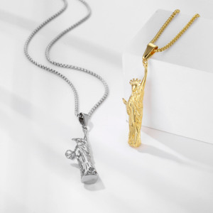 Bijoux moulés à la mode or 18 carats argent Hiphop Statue de la liberté en acier inoxydable pharaon égyptien crâne main pendentif collier à breloques - Product Image 3