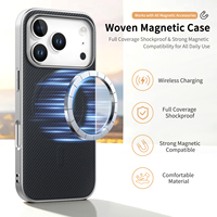Coque de téléphone magnétique en PU à texture fibre de carbone tissée, antichoc, pour iPhone 18 Pro Max 17 Air 16E 16 15 Plus 14 13 – Vente en gros