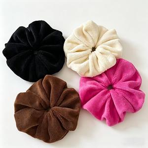 Élastique à cheveux extra-large en tissu éponge, élégant et simple, pour sécher les cheveux, bandeau en peluche pour <span class=keywords><strong>femme</strong></span>, idéal pour les coiffures chignon et le <span class=keywords><strong>visage</strong></span>, automne-hiver - Product Image 1