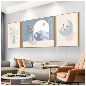 Tríptico de porcelana cristalizada personalizado, sala de estar pintura decorativa para, sofá, pared de fondo con soporte de lienzo - Product Image 5