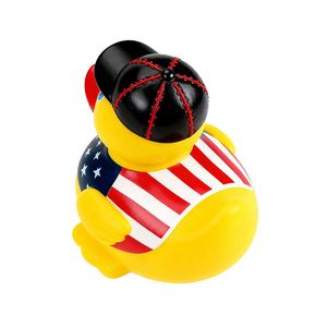 Jouets de bain et de douche pour enfants en gros, jouets aquatiques, petits canards jaunes avec motifs d'étoiles et de drapeaux - Product Image 3