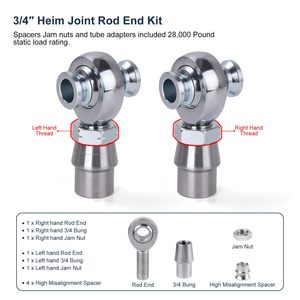 3/4 "<span class=keywords><strong>heim</strong></span> Doanh Rod End Kit với cao misalignment miếng đệm heims 750" chromoly khớp trái và tay phải chủ đề panhard Kit - Product Image 2