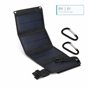 8W 6V Portable 4-Fold Solar Charger with <b>5V</b> 2A USB Output for Power Banks and Outdoor Devices - Product Image 1