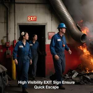 Panneau de sortie photoluminescent en PVC, panneau de sortie d'urgence qui brille dans le noir, panneau de sécurité auto-lumineux pour l'évacuation des bâtiments - Product Image 5