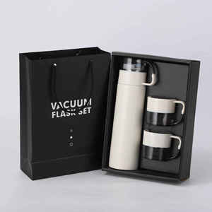 High-end Business Stainless Steel Vacuum Insulated Leak-Proof Tumbler <b>Gift</b> <b>Box</b> Set with Three Lids Modern Design for Men - Product Image 4