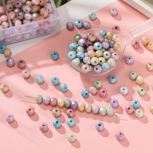 Perles en verre cristal 6mm, rondes et plates, couleur bonbon, pour la fabrication de bracelets, accessoires de bijoux DIY - Product Image 4