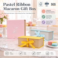 Boîte pliable à rabat pour gagner de la place, avec nœud en ruban, boîte rigide pour macarons, boîte en papier kraft mat pour emballages de desserts