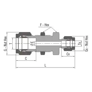 316 Stainless Steel Double Ferrule Connection Bulkhead Reducing Union Tube Fittings