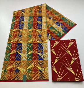 Vải sáp châu Phi bán buôn Kente Gold Wax 100% cotton Ankara - Product Image 2