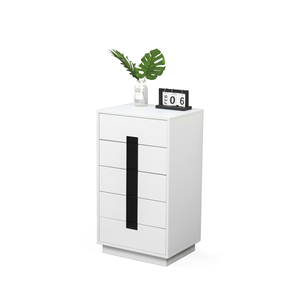 Cassettiera in legno bianco personalizzato comodino mobile per camera da letto soggiorno con 5 cassetti - Product Image 1