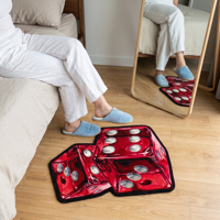 Tapis en forme de dés rouges 3D en gros, lavable, imprimé sur mesure, antidérapant, épais, pour chambre, salon, décoration intérieure