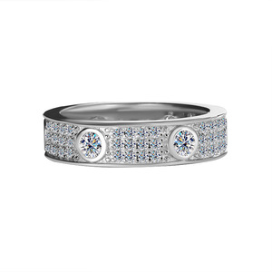 Anillos de Plata S925, Anillo de Eternidad de Lujo <span class=keywords><strong>con</strong></span> <span class=keywords><strong>Tres</strong></span> Hileras de Diamantes Moissanite, Anillo de Compromiso y Boda para Mujer y Hombre - Product Image 2
