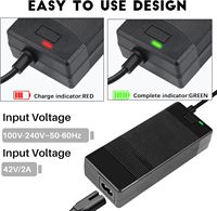 Chargeur 42V 2A 5 en 1 avec prises DC 5,5 * 2,1 mm, 8 mm/12 mm 3 broches, RCA et XLR 3 broches pour alimentation de batterie Li-ion 36V