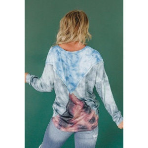 Top TD a maniche lunghe da donna con camicette e camicie eleganti Color Block - Product Image 2