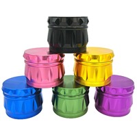Broyeur à herbes en métal vert, style moderne, rond, en gros, avec cuillère noire incluse, pour accessoires de fumage du tabac