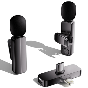 2แพ็คไร้สายมินิ lavalier lapel ไมโครโฟนสำหรับ <span class=keywords><strong>iPhone</strong></span>, โทรศัพท์แอนดรอยด์ (2 in 1) - Product Image 1