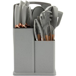 19-Piece Durable <b>Silicone</b> Kitchen Utensil Set with Wooden Handles Dishwasher Safe Modern Cookware & Storage - Product Image 2