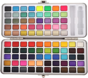 ชุดสีน้ำพรีเมียม 12/24 สี แบบตลับครึ่งแผ่น สำหรับศิลปิน พร้อมพู่กัน สำหรับสมุดระบายสีน้ำ บรรจุในกล่องเหล็ก - Product Image 3