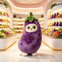 Peluche de haute qualité en forme de fruit et légume, broderie personnalisée, jouets doux en forme d'aubergine, vente en gros pour enfants et cadeaux promotionnels