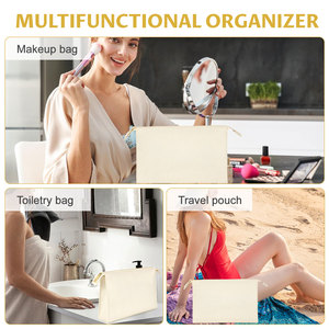 2025 özelleştirilmiş tuval kozmetik çantası fermuar kapatma moda seyahat çanta kişiselleştirilmiş Logo kaliteli kişiselleştirilmiş kozmetik çantası - Product Image 2