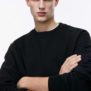 Oversized Oem Unisex Pullover Blank <b>Black</b> <b>Sweatshirt</b> Men Label logo Custom 100% Polyester Cotton Crew Neck <b>Sweatshirt</b> Wholesale - Product Image 2