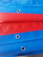 Bâche en PE tissée imperméable bleue à l'extérieur et rouge à l'intérieur, anti-UV, pour tentes de voiture