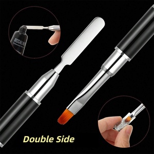 Pincel de acrílico para decoración de uñas, mango metálico, pelo sintético plano, férula rizada, herramienta para pintar y dibujar líneas, para diseño de uñas de gel en salón - Product Image 4