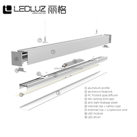 LEDLUZ Diffuseur de profilés en aluminium anodisé avec lentille givrée en PC pour éclairage linéaire à LED