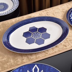 Juego de cena de porcelana de lujo azul nórdico ecológico de 32 piezas para decoración del hogar - Product Image 4