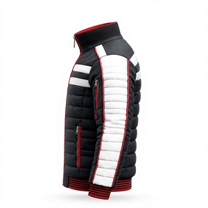 <b>Men's</b> Black <b>White</b> Red Puffer <b>Jacket</b> Stand Collar Zip-Up Waterproof Winter Coat Custom Logo OEM Service Casual Outerwear - Product Image 3