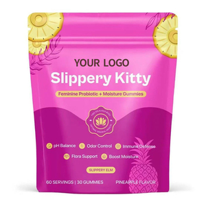 Gomitas Probióticas + Humectantes Femeninas Slippery Kitty - Equilibrio del pH y Apoyo a la Flora, Sabor Piña, 60 Porciones (30 Gomitas) - Product Image 1