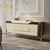 Buffet en bois avec pieds en acier inoxydable, armoire latérale brillante, meuble de salle à manger en bois laqué