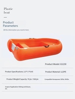 Bateau de pêche miniature en polyéthylène de 2,3 m, couleur personnalisable, certifié CE, incassable, à vendre