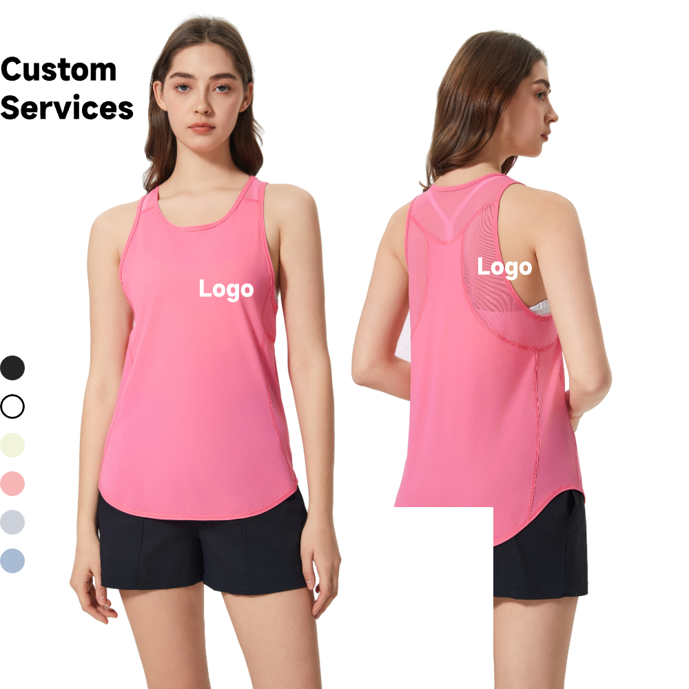 Women's Summer Yogawear New D25038 Print Pattern Breathable Mesh Sports Top Quick-Drying Workout Vest with Beautiful Back