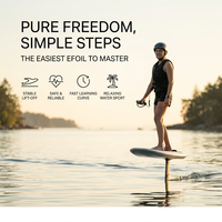 Planche de surf hydrofoil innovante Efoil, rayée bleu sarcelle et orange, jetboard, équipement de sports nautiques volants, dispositif de propulseur à aile