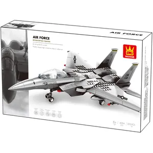 Wange F-15Eagle fighterarmy máy bay máy bay xây dựng khối đồ chơi cho trẻ em quân sự tấn công Máy bay trực thăng quân đội