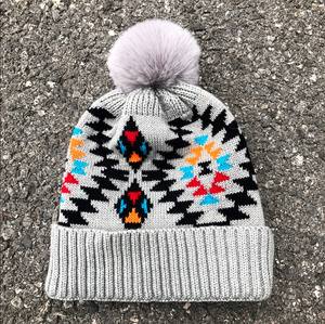 Inverno donna caldo cappello lavorato a maglia piega Hairball <span class=keywords><strong>Aztec</strong></span> berretti - Product Image 6
