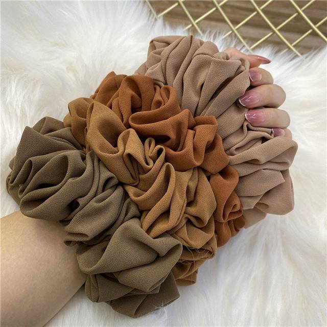Wholesale 2022 Customize Silk Scrunchie Silk Elastic Hair Bands Oversize Chiffon Scrunchies for Women