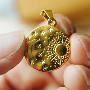 Collana MECYLIFE <span class=keywords><strong>oro</strong></span> 18K <span class=keywords><strong>sole</strong></span> e luna stella collana in acciaio inox gioielli bohémien donna minimalista - Product Image 3