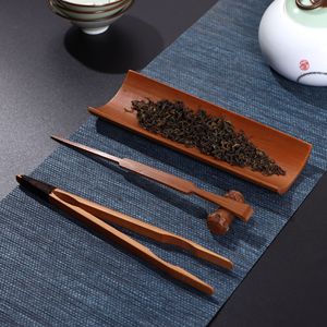 Juego de cucharas de té de bambú carbonizado con pinzas y palillo para accesorios de ceremonia del té - Product Image 3